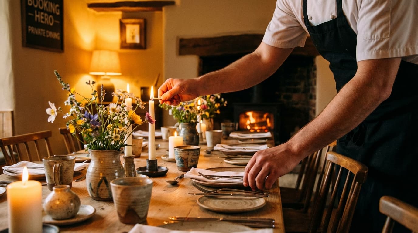 Chef preparing an elegant table setting