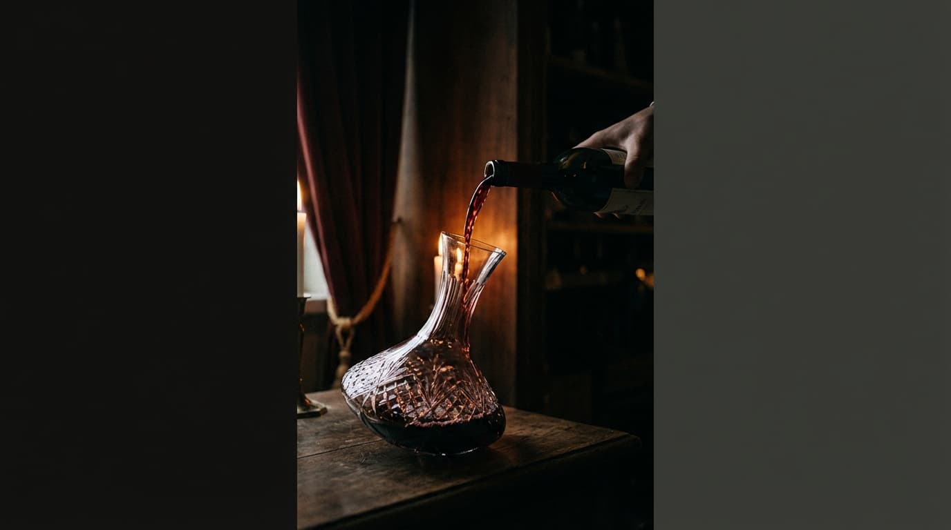 Wine decanter on a beautifully set table