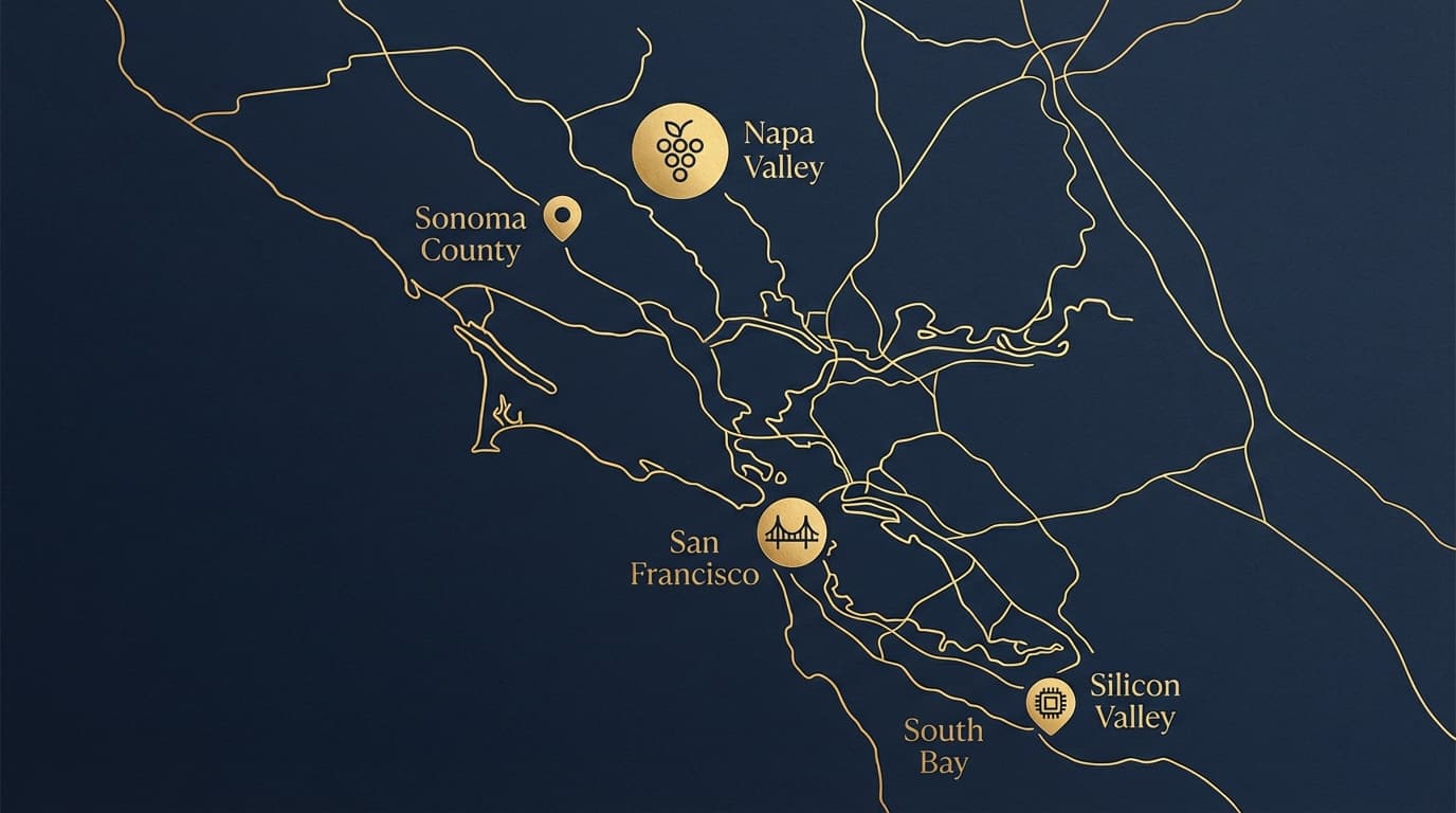 SHOWLEYS service area covering Napa Valley and San Francisco Bay Area
