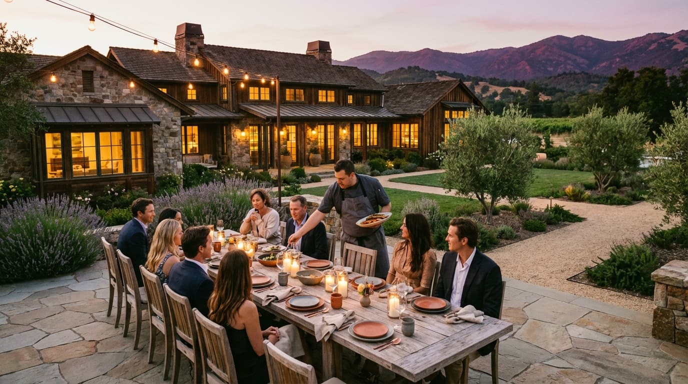 Private estate dinner on a Napa Valley terrace